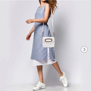 Michael Kors Off White Leather Cut Out Flap Shoulder Bag